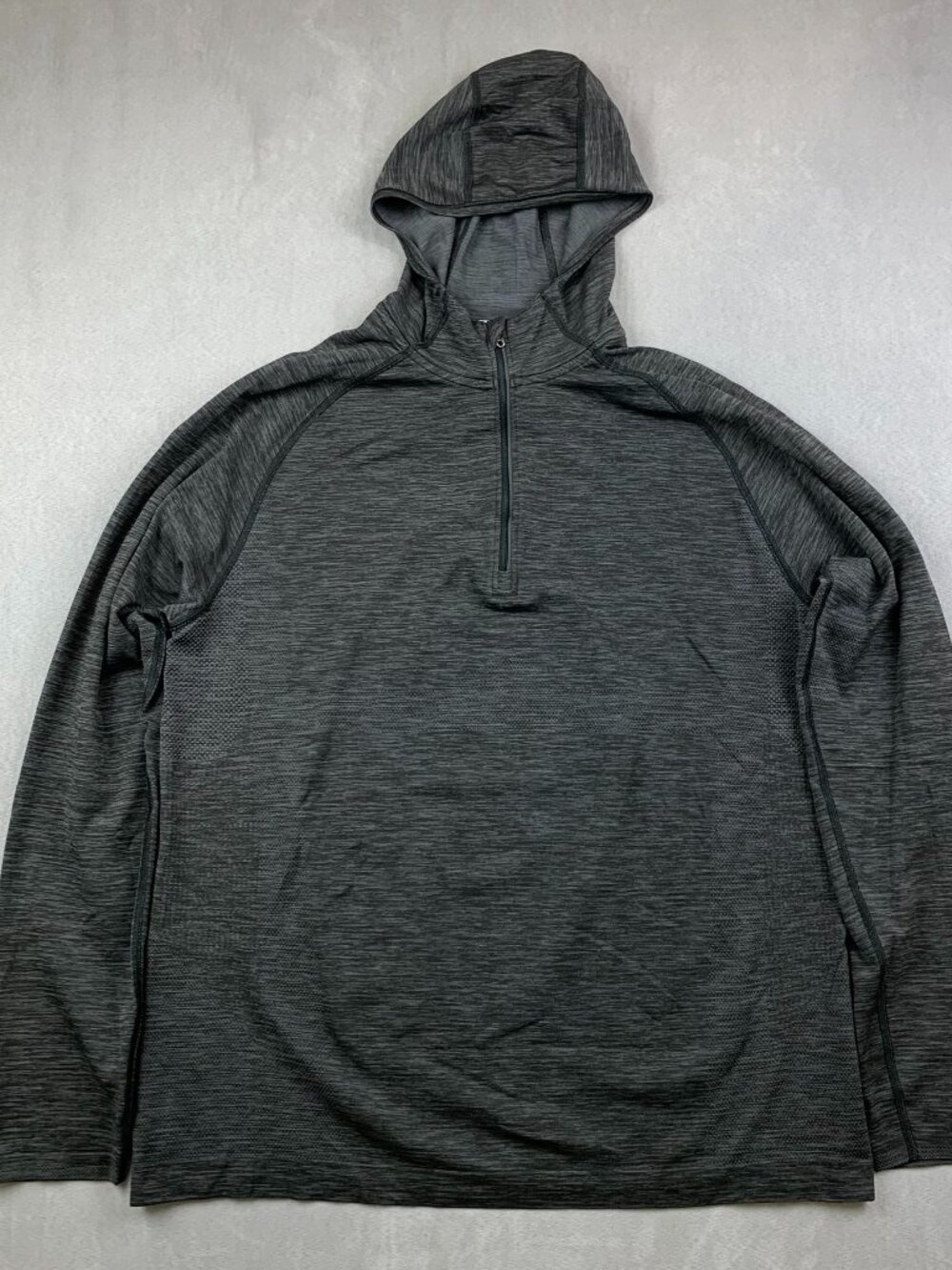 Lululemon Mens Pullover Large Black Heather Metal Vent Tech Hoodie 1/4 Zip